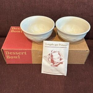 Longaberger Ivory Dessert Bowls - Set of 2 - USA made